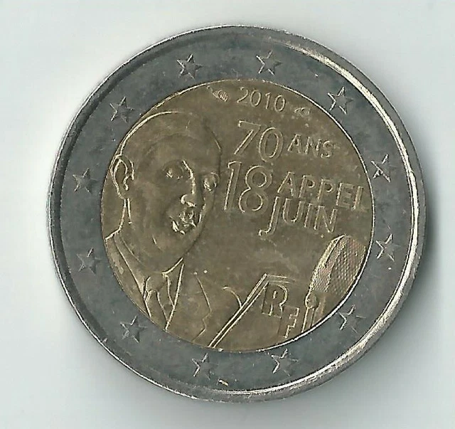 2 Euro Münze 70 Ans 18 Appel Juin PIÈCE DE 2 euros 70 ans de l'appel du 18 Juin Charles De gaulle 2010